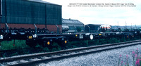 GMC92518 PFA 60t Greater Manchester Container flat, Sambre & Meuse VNH1 bogie Tare 20-000kg Design code PF007B Contract no. 88 Standard 1982 @ Standard Wagon Heywood 82-07-18 © Paul Bartlett [1w]