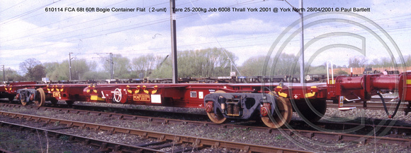 610114 FCA 60ft Bogie Container Flat (2-unit) @ York North 2001-04-28 © Paul Bartlett w