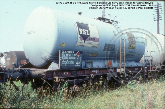 23 70 7190 351-0 TRL A235 Acetaldehyde @ South Staffs Wagon Tipton 83-08-19 © Paul Bartlett w