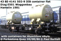 43 80 4141 502-9 IEB Container flat Diag E501 @ Parkestone Quay 86-08-10  [2]