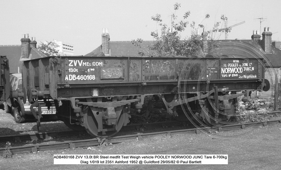 ADB460168 ZVV Steel medfit Test Weigh vehicle POOLEY @ Guildford 82-05-29 © Paul Bartlett