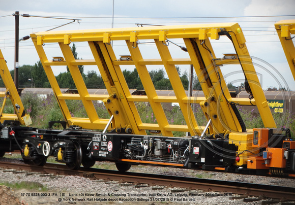 37 70 9228 003-3 IFA (S) Uans Kirow Switch & Crossing Transporter @ York Holgate Network Rail Depot 31 July 2015 © Paul Bartlett [07]