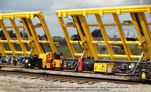 37 70 9228 003-3 IFA (S) Uans Kirow Switch & Crossing Transporter @ York Holgate Network Rail Depot 31 July 2015 © Paul Bartlett [11]