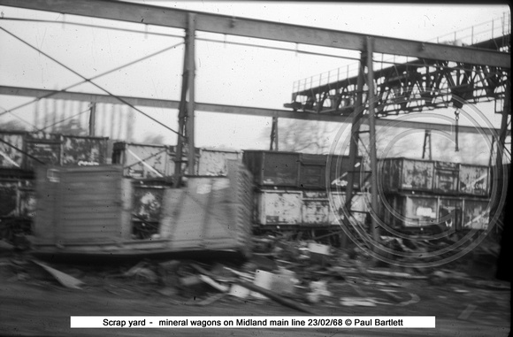 Scrap yard ? mineral wagons on Midland main line 68-02-23 � Paul Bartlett w