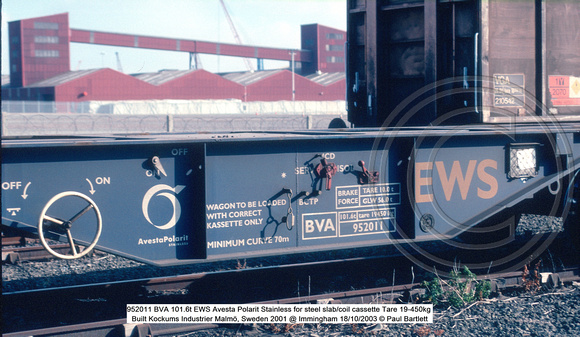 952011 BVA EWS Avesta Polarit Stainless for steel slab-coil cassette @ Immingham 2003-10-18 © Paul Bartlett [dw]
