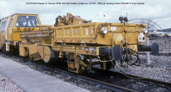 DX79104A P&T RPM 100 Rail Profiler @ Reading Plant 87-04-20 � Paul Bartlett w