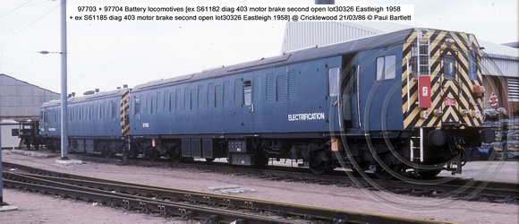 97703   97704 Battery locomotives @ Cricklewood 86-03-21 � Paul Bartlett w