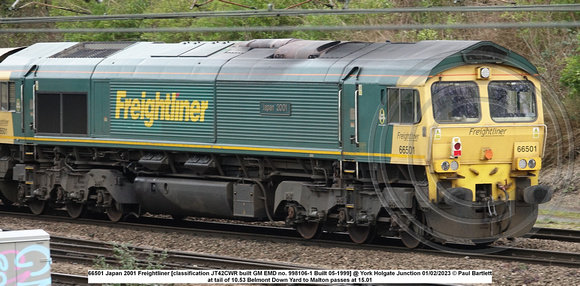 66501 Japan 2001 Freightliner [classification JT42CWR built GM EMD no. 998106-1 Built 05-1999] @ York Holgate Junction 2023-02-01 © Paul Bartlett [w3]