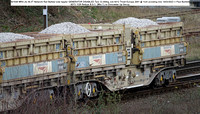 501049 MRA (A) 56.5T Network Rail Ballast side tippler GENERATOR DISABLED Tare 33.450kg Job 6012 Thrall Europa 2001 @ York avoiding line 2023-03-14 © Paul Bartlett [2W]