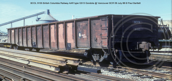 BCOL 9155 British Columbia Gondola @ Vancouver BCR 09 July 88 � Paul Bartlett w