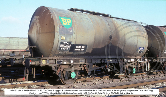 BPO63261 = SMBP6959 TTA Class B 4 wheel tank @ Cardiff Tidal Sidings 90-09-30 � Paul Bartlett w