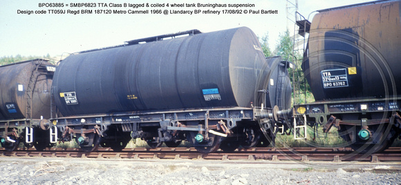 BPO63885 = SMBP6823 TTA Class B 4 wheel tank @ Llandarcy BP refinery 92-08-17 � Paul Bartlett w