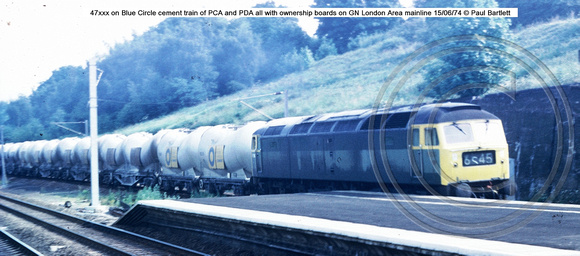 47xxx on Blue Circle cement train on GN London Area mainline 74-06-15 � Paul Bartlett w