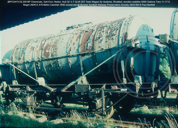 [BPCS47313] 209 BP Chemicals 20T Tank Wagon for Acetone, 1930 conserved @ Boness SRPS 89-07-29 © Paul Bartlett [2w]