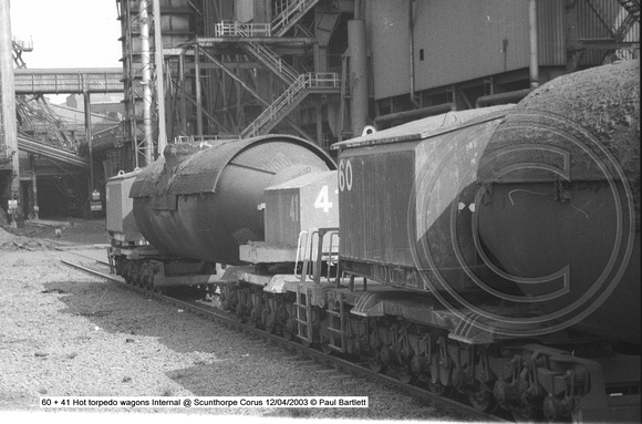 60   41 hot torpedo wagons Internal @ Scunthorpe Corus 2003-04-12 � Paul Bartlett w