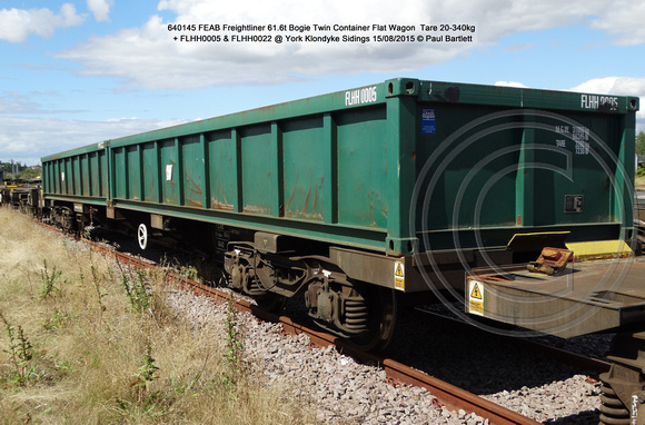 640145 FEAB Freightliner Bogie Twin Container Flat Wagon  + FLHH0005 & FLHH0022 @ York Klondyke Sidings 2015-08-15 © Paul Bartlett [5w]