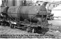 NCB40224 Tar Tank Wagon BRW 475A Chas Roberts 12/1950Cwm Coke Works 87-04-23