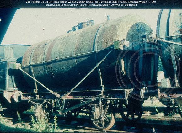 241 Distillers Co Ltd 24T Tank Wagon 4-1940 conserved @ Boness SRPS 89-07-29 © Paul Bartlett [2w]