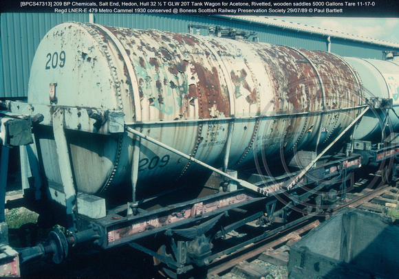 [BPCS47313] 209 BP Chemicals 20T Tank Wagon for Acetone, 1930 conserved @ Boness SRPS 89-07-29 © Paul Bartlett [1w]