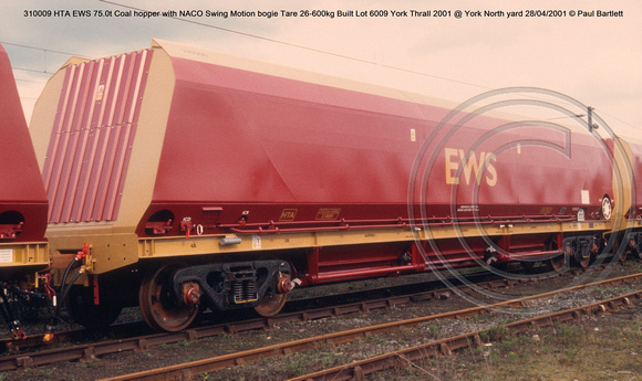 310009 HTA EWS 75t Coal hopper @ York North yard 2001-04-28 © Paul Bartlett w