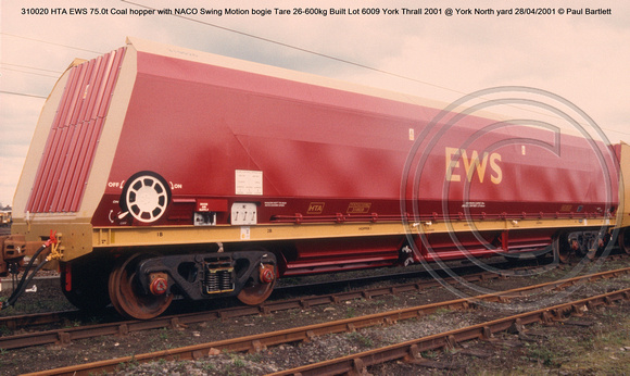 310020 HTA EWS 75t Coal hopper @ York North yard 2001-04-28 © Paul Bartlett w