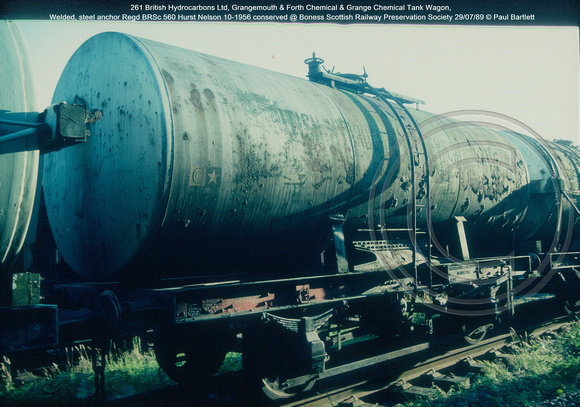 261 British Hydrocarbons Ltd & Forth Chemical & Grange Chemical Tank Wagon, 10-1956 conserved @ Boness SRPS 89-07-29 © Paul Bartlett [2w]