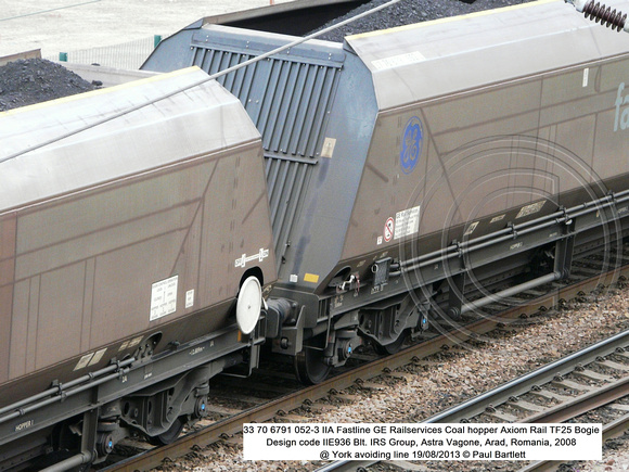 33 70 6791 052-3 HYA Fastline GE Railservices Coal hopper @ York 2013-08-19 © Paul Bartlett [2W]