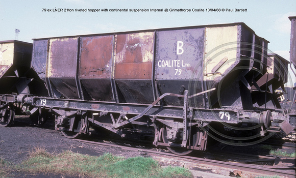 79 LNER 21ton continental suspension Internal @ Grimethorpe Coalite 88-04-13 � Paul Bartlett w