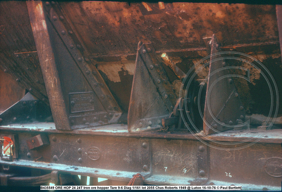 B435549 ORE HOP 24 24T Iron ore hopper Diag 1161 lot 2055 Chas Roberts 1949 @ Luton 161076 © Paul Bartlett [4w]