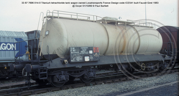 33 87 7896 014-0 Titanium tetrachloride Locatransports @ Dover 89-10-01 � Paul Bartlett [1w]