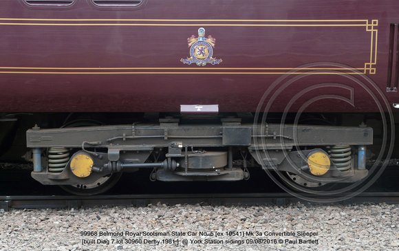 99968 Belmond Royal Scotsman State Car No. 5 [ex 10541] Mk 3a Convertible Sleeper [built Diag 7 lot 30960 Derby 1981 ] @ York Station sidings 2016-08-09 © Paul Bartlett [08w]