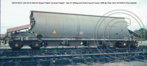 NACO19272 JGA 62.0t NACCO Bogie Potash Covered Hopper  built Arbel Fauvet France 1998 @ Tees Yard 99-10-010 © Paul Bartlett [1w]