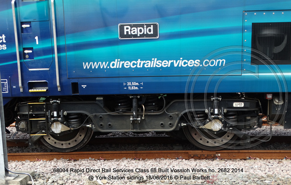 68004 Rapid Direct Rail Services Class 68 Built Vossloh Works no. 2682 2014 @ York Station sidings 2016-06-18 © Paul Bartlett [06w]