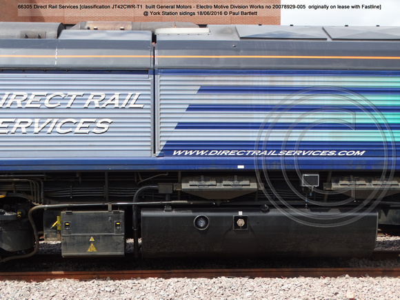 66305 DRS [classification JT42CWR-T1  built General Motors - Electro Motive Division Works no 20078929-005] @ York Station sidings 2016-06-18 © Paul Bartlett [03w]