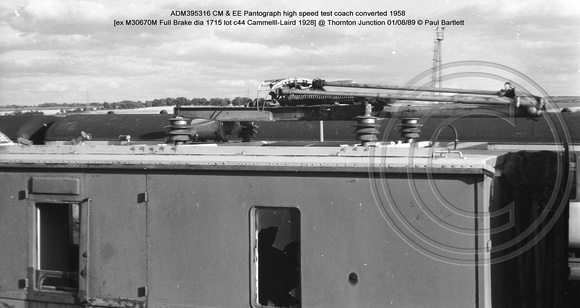ADM395316 Pantograph coach ex M30670M @ Thornton Junction 89-08-01 � Paul Bartlett [1]