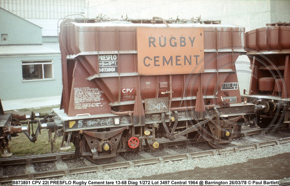 B873801 CPV 22t PRESFLO Rugby Cement tare 13-68 Diag 1-272 Lot 3497 Central 1964 @ Barrington 78-03-26 © Paul Bartlett w