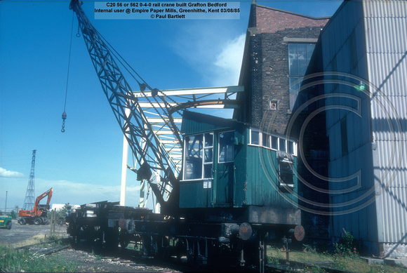 C20 56 or 562 0-4-0 rail crane built Grafton Bedford Internal user @ Empire Paper Mills, Greenhithe, Kent 85-08-03 © Paul Bartlett w