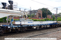 BB97404 - Trinity Rail 60' Container Flat Wagon - Kirow Crane Support Wagon DRK81602 Des. Code KF022A 2001 @ York station 2023-08-09 © Paul Bartlett [2w]