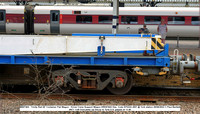 BB97404 - Trinity Rail 60' Container Flat Wagon - Kirow Crane Support Wagon DRK81602 Des. Code KF022A 2001 @ York station 2023-08-09 © Paul Bartlett [4w]