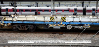 BB97410 66.7t KFA Trinity Rail 60' Container Flat Kirow Crane Support  DRK81611 tare 26.000kg [Des. Code KF022A 2005] @ York station 2023-08-09 © Paul Bartlett [3w]