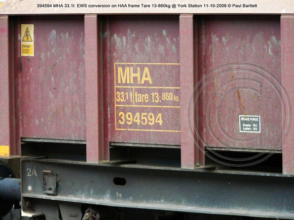 394594 MHA 33.1t  EWS conversion on HAA frame Tare 13-860kg @ York Station 2008-10-11 © Paul Bartlett [2w]