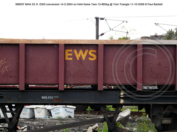 396037 MHA 33.1t  EWS conversion 14-2-2004 on HAA frame @ York Triangle 2008-10-11 © Paul Bartlett [3w]