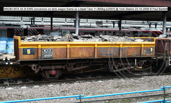 395284 MTA 34.2t EWS conversion on tank wagon frame ex Limpet Tare 11-800kg [c2007] @ York Station 2008-10-23 © Paul Bartlett [1w]