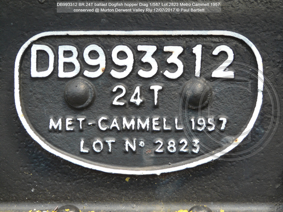 DB993312 BR 24T ballast Dogfish hopper Diag 1-587 Lot 2823 Metro Cammell 1957 conserved @ Murton Derwent Valley Rly 2017-07-12 © Paul Bartlett [06w]