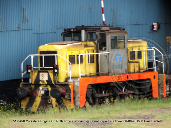 51 0-6-0 Yorkshire Engine Co Rolls Royce working @ Scunthorpe Tata Steel 2015-06-06 © Paul Bartlett [2w]