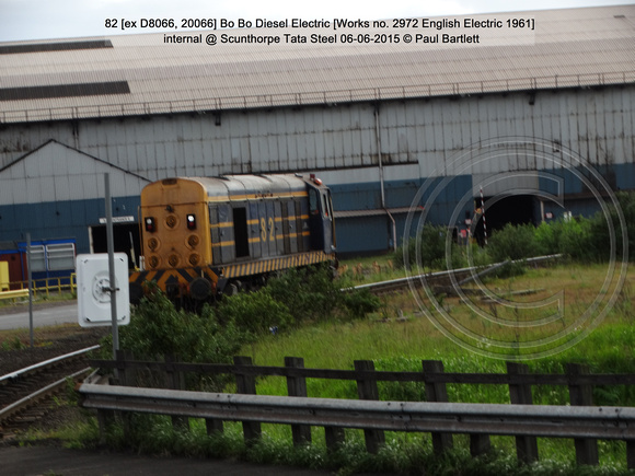 82 [ex D8066, 20066] Bo Bo DE [Works no. 2972 English Electric 1961] internal @ Scunthorpe Tata Steel 2015-06-06 © Paul Bartlett [2w]