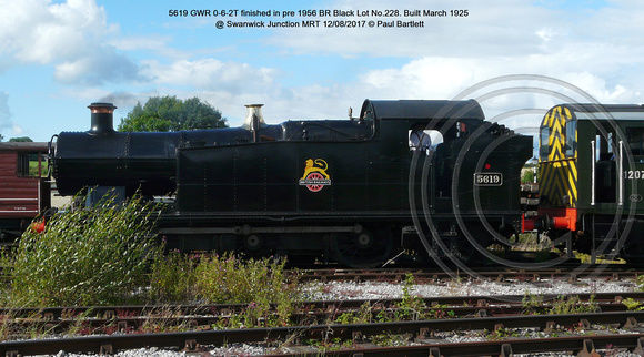 5619 GWR 0-6-2T finished in pre 1956 BR Black Lot No.228 1925 @ Swanwick Junction MRT 2017-08-12 © Paul Bartlett [3w]
