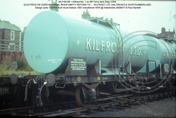 KILF48128 = Kilfrost No. 1 ex BR Ferry tank @ Haltwhistle 77-08-26 � Paul Bartlett