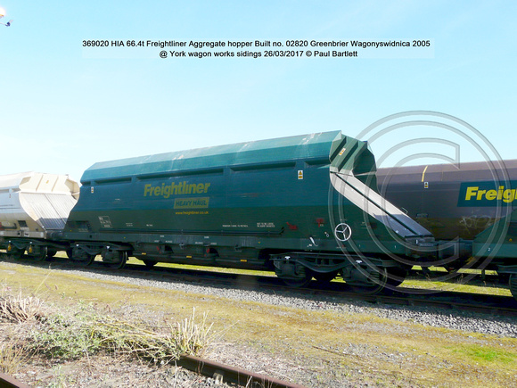 369020 HIA 66.4t Freightliner Aggregate hopper no. 02820 Greenbrier 2005  @ York wagon works sidings 2017-03-26 © Paul Bartlett [0w]