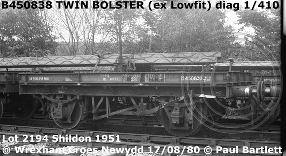 B450838 TWIN Twin Bolster ex Lowfit @ Wrexham Croes Newydd 80-08-17